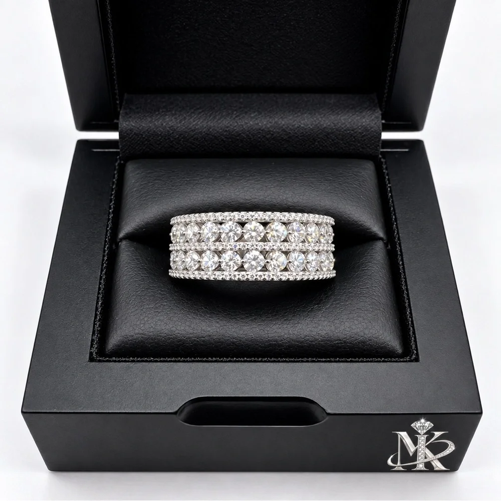 925 Sterling Silver 4.00CTW MOISSANITE Half Eternity Band Ring Size 11